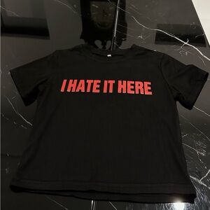 Black baby tee with Red Text